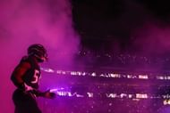 Justin Houston of the Baltimore Ravens is introduced to the crowd.